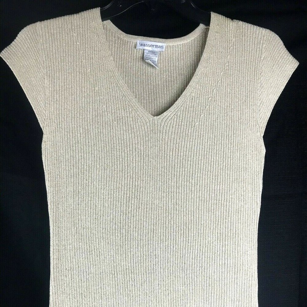 Wasserman Women's Capsleeve Top Gold Silk/Cotton/polyester Sz S